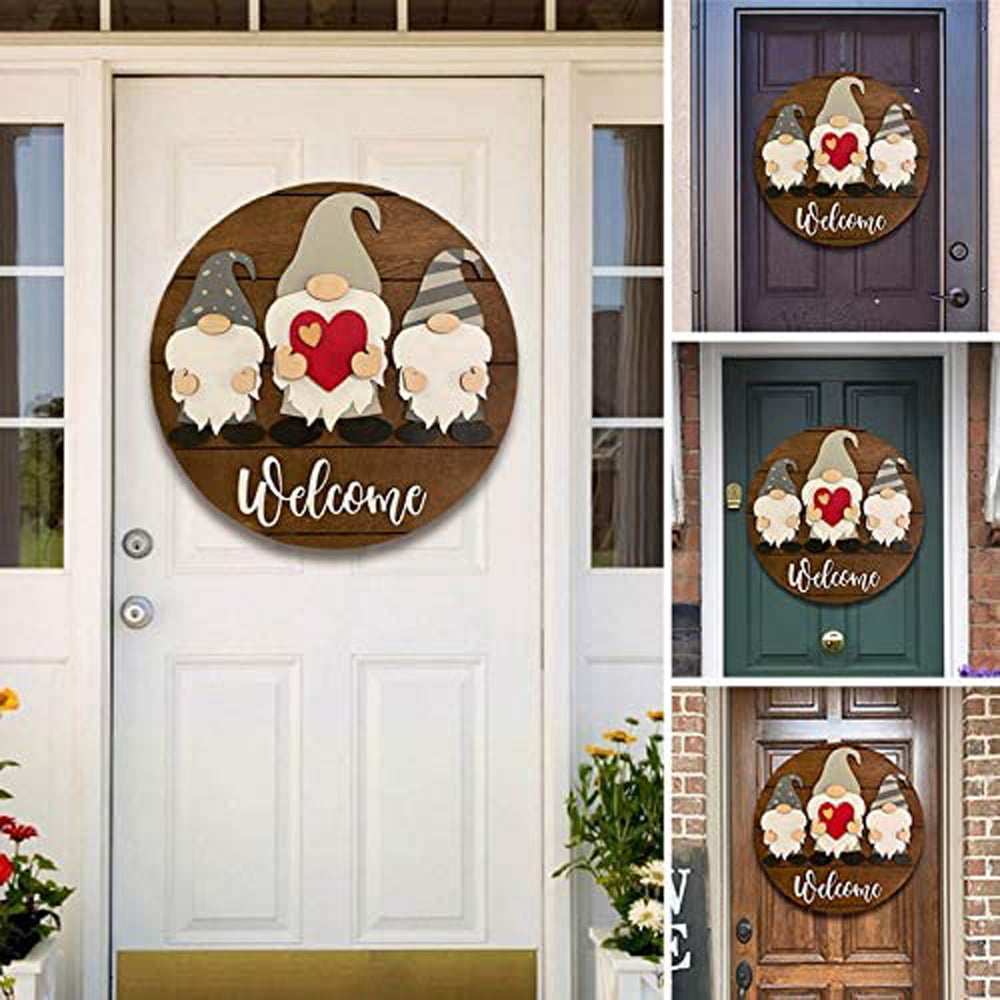 Welcome Door Sign Wood Home Decoration Rural Style Hanging Board for Front Porch 