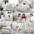 thumbnail image 5 of 3 Piece Teal Beige Tropical Leaves Duvet Cover Set Full Size,Microfiber Comforter/Quilt Cover with Corner Ties and 2 Pillowcases,Farmhouse Burlap Aesthetics All Season Bedding with Zipper Closure, 5 of 8