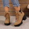 thumbnail image 4 of Oyedens Platform Combat Boots for Women Fashion Casual Block High Heels Mid Calf Ankle Booties, 4 of 8