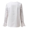 thumbnail image 3 of Moda mujer Casual impreso cuello en V encaje empalme manga larga jerseys blusa camiseta Tops Pompotops FGAJ13156, 3 of 3