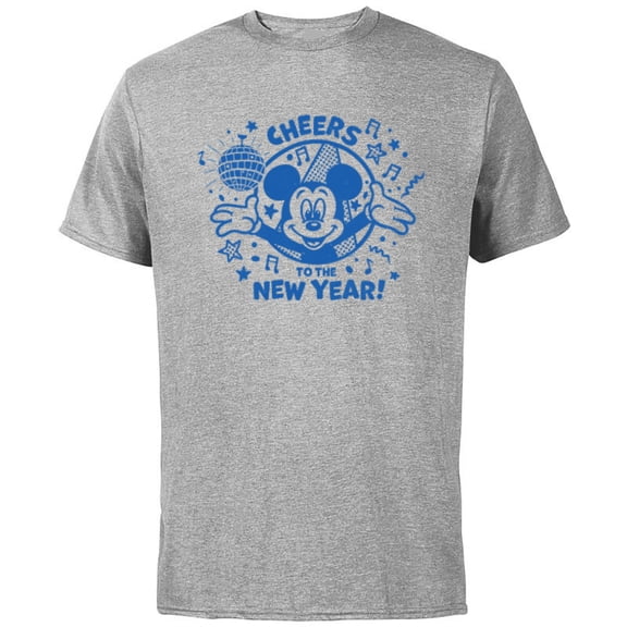 Disney Mickey Mouse Cheers to the New Year Retro Distressed - Short Sleeve Cotton T-Shirt for Adults - Customized-Athletic Heather
