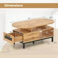 thumbnail image 3 of Costway 47" Oval Top Coffee Table with 4 Open Compartments & Drawer, 5 support legs Natural, 3 of 10