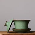 thumbnail image 6 of Teacups with Lid 5-Ounce Teacup and Saucer Set Glazed Crack Porcelain Chinese Celadon, 6 of 9