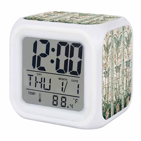 Vintage Butterfly Digital Alarm Clock for Bedrooms,Smart LED Alarm Clock with 7 Color Night image
