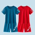 thumbnail image 2 of Teylalorva Boys Athletic Outfit Sets 4 Pieces Quick-Dry Crewneck T-Shirt and Shorts Summer Soccer Sport Activewear Set Wine Size 4T, 2 of 5