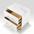 thumbnail image 3 of Glamorous White 5-Piece Bedroom Furniture White Cal-king LED Bed Nightstand Dresser Mirror Chest, 3 of 7