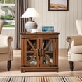 thumbnail image 3 of Joaxswe 24" Farmhouse End Tables for Living Room with Charging Station, Nightstand for Bedroom with Drawer, Square Bedside Table for Living, Brown, 3 of 8