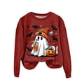 thumbnail image 4 of Kakishop Womens Halloween Shirts : Halloween Ghost Vneck Tshirts Fall Tees T Shirt Long Sleeve Tops,Wine, 4 of 4