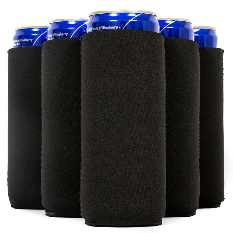 QualityPerfection Can Coolers Neoprene Slim Can Holder Black 12 fl oz 12  Pack 