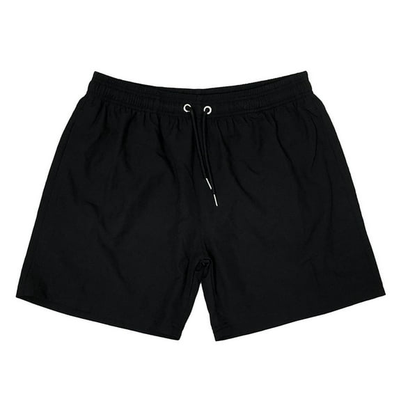 Bcfgryg Men's Athleisure Loose Solid Color Quick Drying Beach Shorts Men's Shorts For Swimming Black L