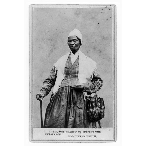 Print: Sojourner Truth, Three-Quarter Length Portrait, Standing, Wearing