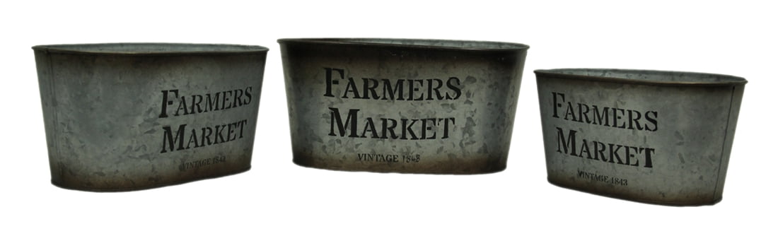 Farmer/'s Market Oval Rustic Tin Country Home Decor 3-Sizes 1