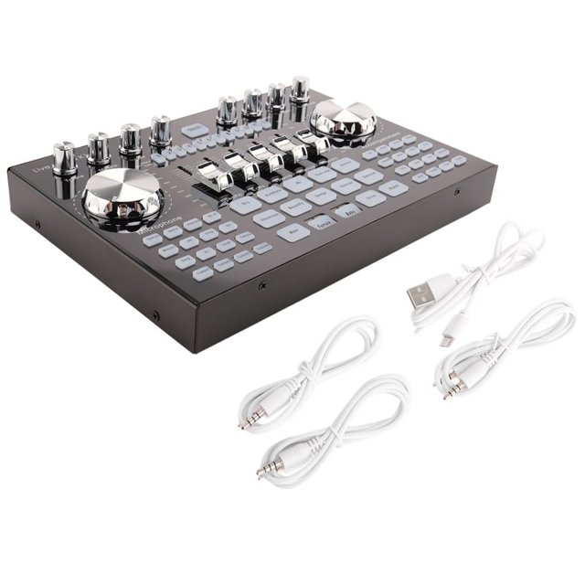 Tarjeta de Sonido en K1 Tarjeta de Sonido Bluetooth PortáTil Audio de Volumen Ajustable Profesional para GrabacióN de MúSica, Canto de Karaoke