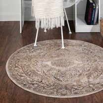 Unique Loom Chateau Collection Area Rug - Wilson (7' 10" Round Beige/Blue)