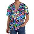 thumbnail image 3 of Naloa Colorful Tie Dye Stained Glass 2 Men's Loose Fit Cuban Collar Short-Sleeve Shirt with Button-down and Chest Pocket for Everyday Wear Outings - XX-Large, 3 of 7