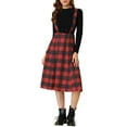 thumbnail image 2 of MODA NOVA Junior's Retro Plaid Tartan A-Line Suspender Midi Skirt, 2 of 6