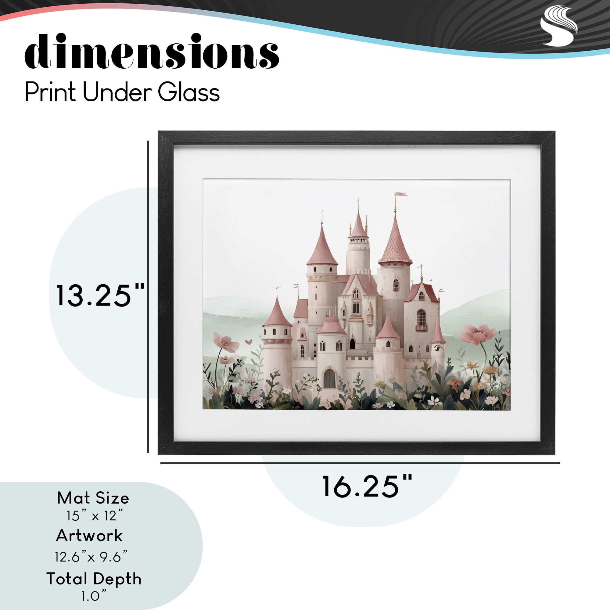 Stupell Industries A Castle For Princess Black Framed Print Under Glass, design by Christine Simpson Art