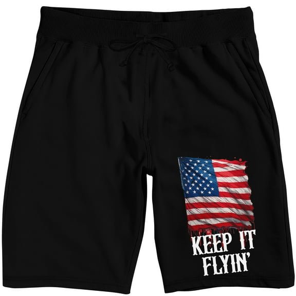 American Flag Keep It Flyin' Adult Black Sleep Pajama Shorts-XXL