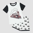 thumbnail image 2 of Boys Summer Outfits Cartoon Train Print Short Sleeve T-Shirt And Shorts 2-Piece Breathable Children Set, 2 of 4