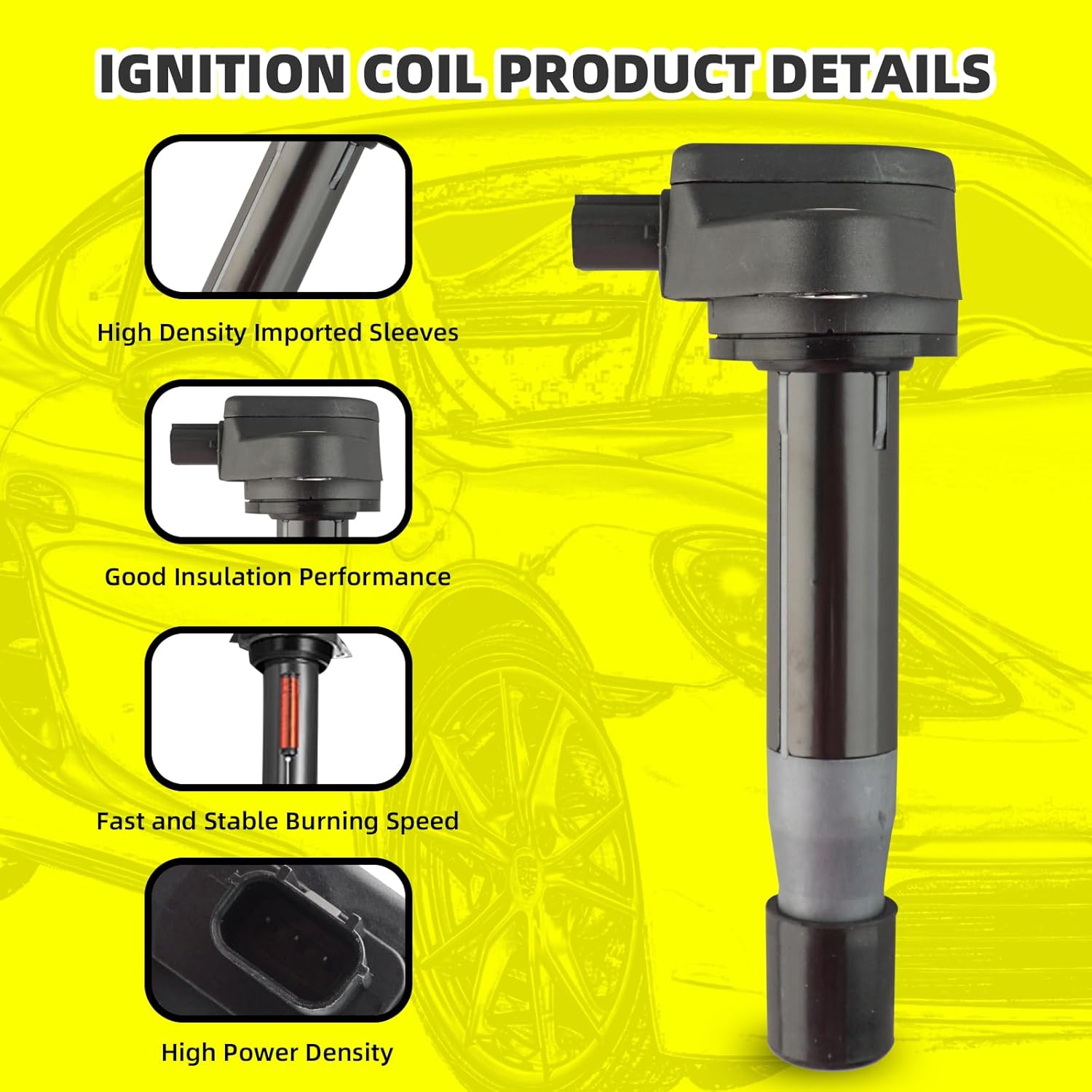 MOAUTO Set of 6 Ignition Coils Pack UF603 30520R70A01 & 6 PCS Iridium Spark Plugs Compatible with Acura RDX RL TL TSX ZDX Honda Accord Crosstour Odyssey Pilot Ridgeline 3.5L 3.7L V6