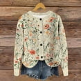thumbnail image 2 of Uaswgudfs Women's Floral Printed Knit Cardigan, Long Sleeve Button-Front Crew Neck Casual Fashion Outerwear - Spring Summer Trendy Sweater L, 2 of 4
