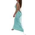thumbnail image 2 of VISgogo Vestido ajustado con espalda abierta para mujer, falda cruzada sin mangas con cuello halter de color liso, verde/azul/rosa VISgogo moda, 2 of 3