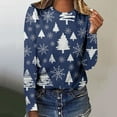 thumbnail image 2 of IROINNID Christmas Long Sleeve Shirts for Women Crewneck Holiday Shirt Printed Casual Loose Fit Pullover Classic Tops,Navy, 2 of 5