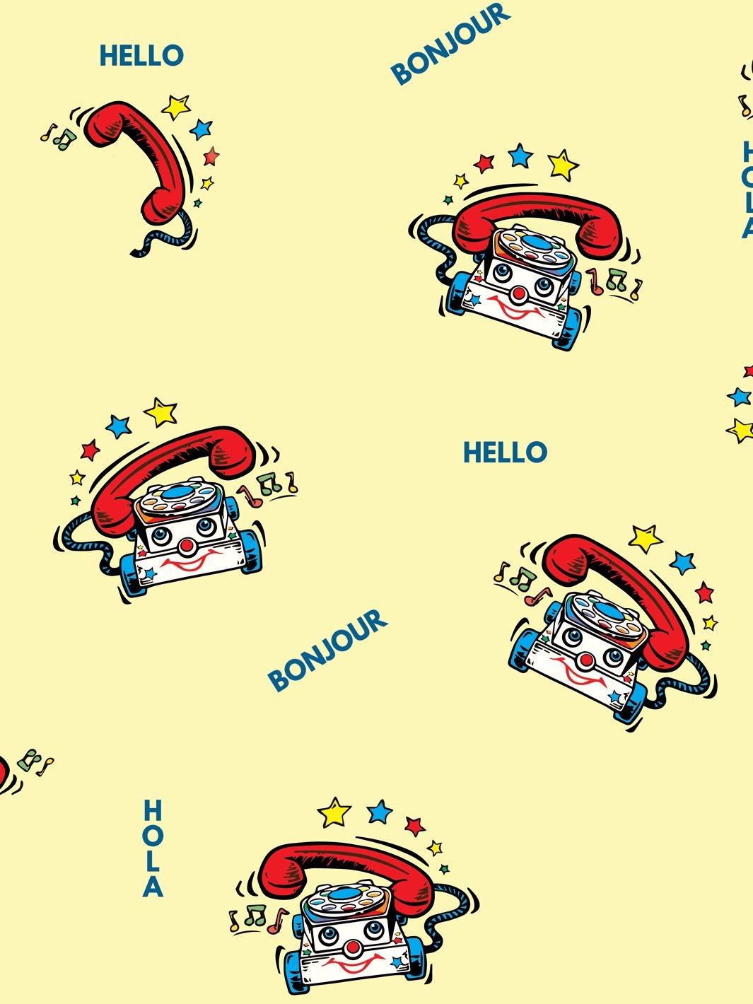 Greetings and Chatter Removable Vinyl Wallpaper By Fisher-Price - Yellow