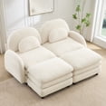 thumbnail image 2 of Miekor Furniture Teddy Fabric Cloud-like 2-Seat Sofa,Curved Backrest and Armrest with Curved Lumbar Pillows, Sectional 2 Seater Modular Couch with 2 movable Ottomans and Supportive Double-laye No0511, 2 of 9