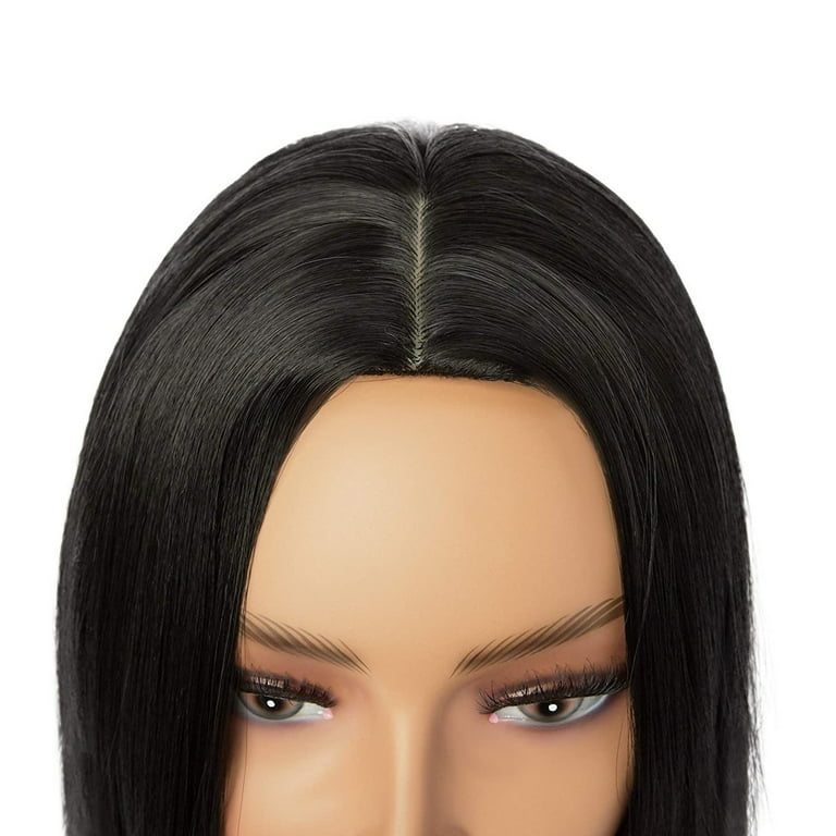 Short Straight Bob Hair Wig with Middle Part for Women Black Shoulder Length Synthetic Cosplay Wig 17 Walmart