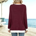 thumbnail image 6 of Kezqiaxn Shirts for Women Trendy Spliced Long Sleeve Crew Neck Knitted Casual Tops with Pockets Womens Blouses Winter Clothes, 6 of 7
