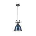 thumbnail image 4 of Yep by Golden Lighting Duncan 1-light 9in Rod Hung Pendant in Matte Black and Rubbed Bronze shade, 4 of 5