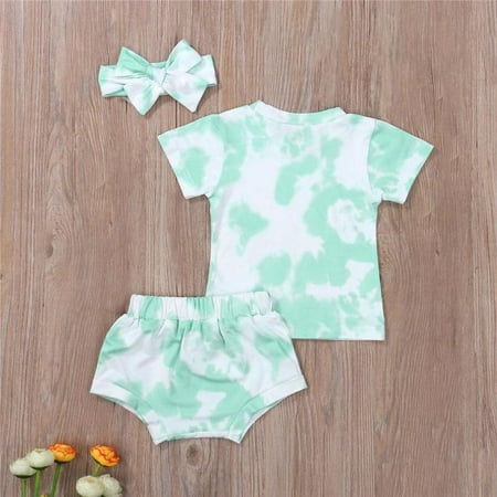 

BABY ONE BABY TWO Baby and Toddler Girl Timeless Tie-dye 3-piece outfit