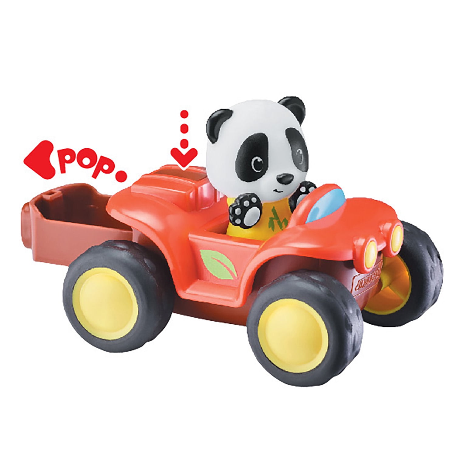 Timber Tots: The Quad - Red - 2pc, ATV Bike Vehicle & Panda Animal Figurine, POP Feature Storage Trunk, Nature Toy Playset, Kids & Toddlers 18Mo+