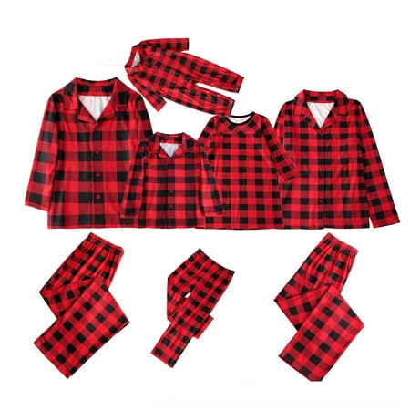 

Family Matching Pjs Christmas Sleepwear Soft Outfit Parent-Child Cotton Plaid Xmas Homewear Suit for Couples Adult Boys Girls Baby Dog