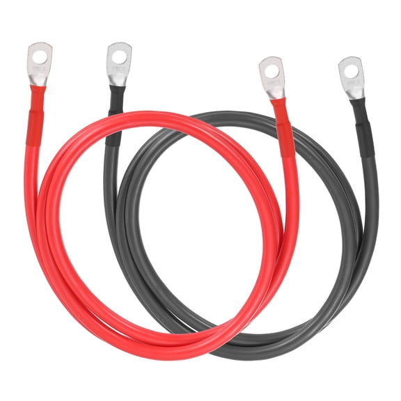 Uxcell 2 PCS 6AWG Gauge Battery Cable Wire 4FT Length 5/16" Diameter Positive and Negative Copper Alternator Connector with US standard O-ring for Car RV Golf Cart Marine, Red Black