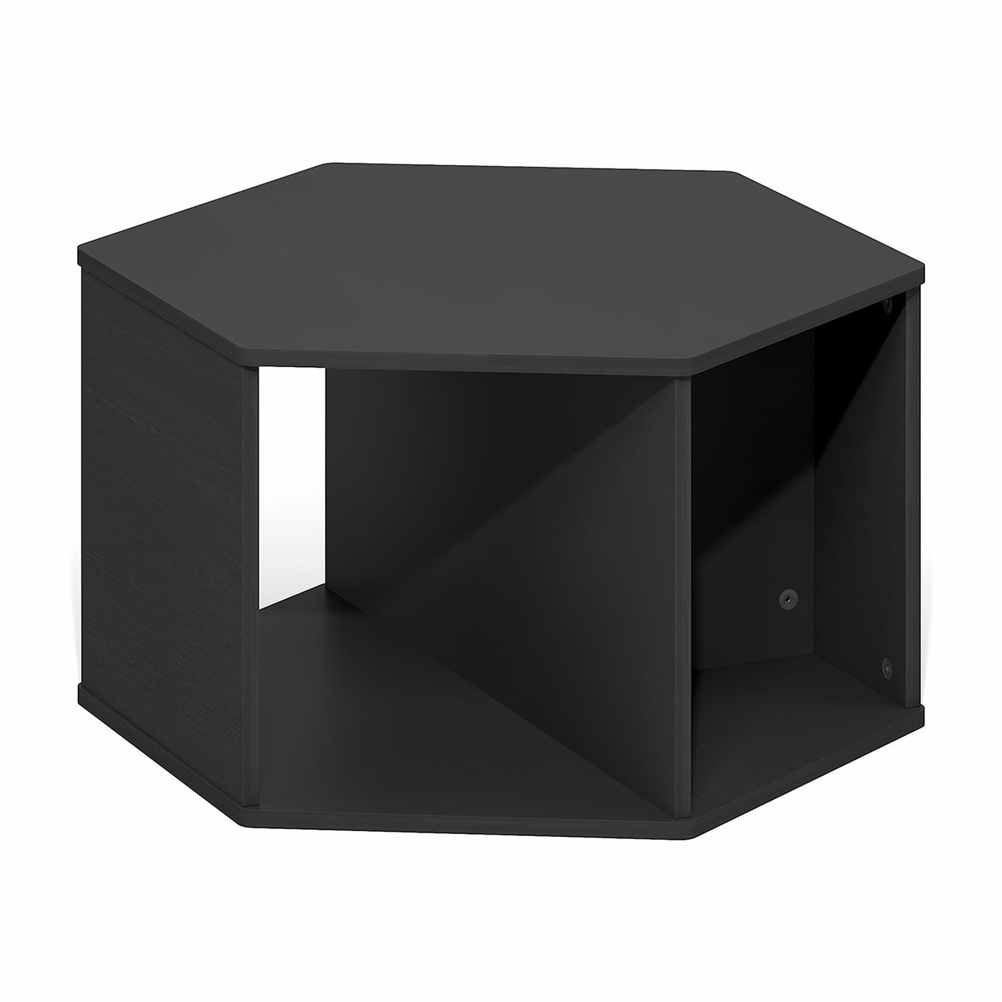 Furinno Modern Hexagonal Coffee Table with Open Storage in Americano
