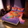 thumbnail image 2 of Manfei Traditional Eastern Dragon Animals Queen Sheets,Fantasy Cloud Queen Sheet Sets,Pink Purple,4-Piece,1 Flat Sheet,1 Fitted Sheet and 2 Pillowcases, 2 of 6