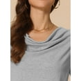 thumbnail image 5 of DARING DIVA Women's Cowl Neck Short Sleeve Casual Stretchy Blouse S Grey, 5 of 6