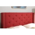 thumbnail image 3 of Queen Upholstered Platform Bed Frame with 51" Tall Headboard - Button Tufted Linen Bed - Burgundy - Oliver & Smith - Astor, 3 of 7