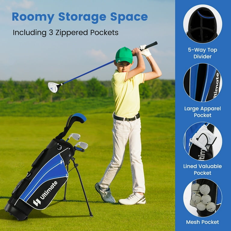 Gymax 31'' Portable Junior Golf Club Set for Kids Age 8+, Blue