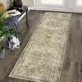 thumbnail image 4 of Vintage Oriental Floral Runner Rug, Tribal Style, Beige, Non-Slip, Low Pile, Washable, Indoor Use, Dining Room, 4 of 7