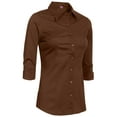 thumbnail image 2 of J. METHOD Women's Button Down Shirt 3/4 Sleeve Roll Up Stretch Collar Office Work Formal Casual Basic Blouse Top, 2 of 5