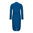 thumbnail image 6 of Ladies Maxi Dresses Women's Business Skirt Suit 2 Piece Long Sleeve Blazer Jackets with Pencil Skirt Sets Plus Size Solid Slim Fitting Office Work Formal Outfits Blue 4XL, 6 of 7