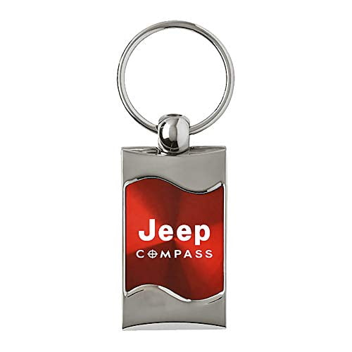 Jeep Compas Red Filé Brossé Porte-Clés en Métal