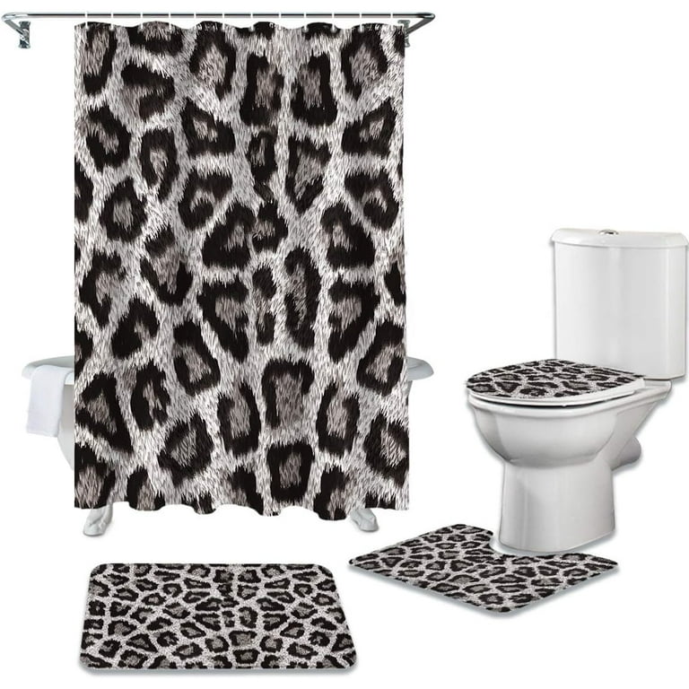 Gorilla Bathroom Rug Set Shower Curtain Bath Mat Pedestal Mat Toilet Lid  Cover