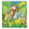 thumbnail image 3 of Ambesonne Cartoon Shower Curtain, 2 Monkeys and Bananas, 69"Wx75"L, Multicolor, 3 of 3