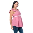 thumbnail image 3 of Blusa Maternidad Algodón Fresca Cómoda Ropa Embarazo Blusa Mujer Casual Con Encaje Color Rosa, 3 of 4