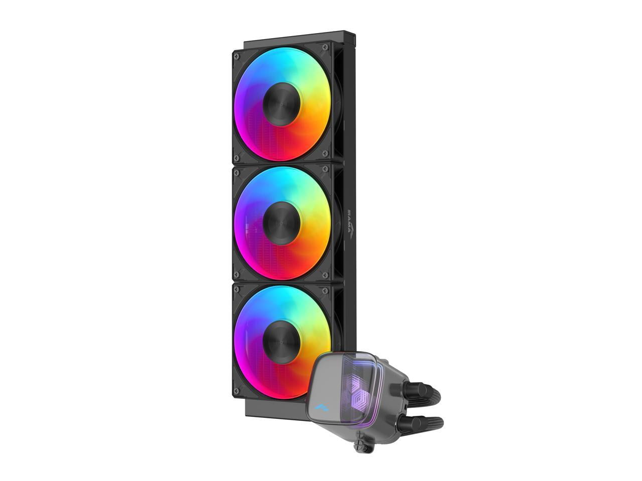 SAMA L70 360mm Liquid CPU Cooler AIO Cooler with ARGB Infinity Mirror Effect 3x120mm ARGB Light Sync with Motherboard PWM 28mm Fans Low-Noise for AMD AM4/AM5, Intel LGA 1700/1150/1151/1200/1851