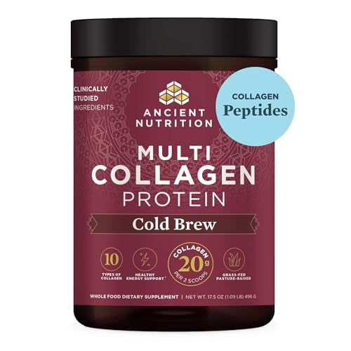 Ancient Nutrition Péptidos de colágeno hidrolizado en polvo, proteína de colágeno múltiple para mujeres y hombres, 40 porciones, apoya la piel y las uñas, salud intestinal, 17.5 oz